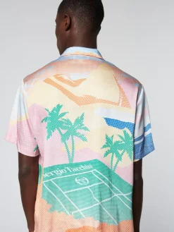 Sergio Tacchini Matching Separates<Riviera Camp Shirt- Deep Mint/ Multi