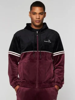 Sergio Tacchini View All<Scopeto Full-Zip Velour Hoodie- Black Beauty/ Mauve Wine