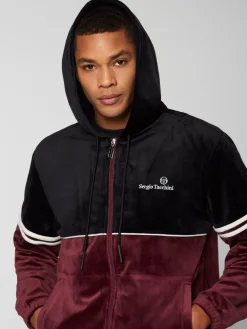 Sergio Tacchini View All<Scopeto Full-Zip Velour Hoodie- Black Beauty/ Mauve Wine