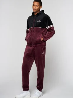 Sergio Tacchini View All<Scopeto Full-Zip Velour Hoodie- Black Beauty/ Mauve Wine