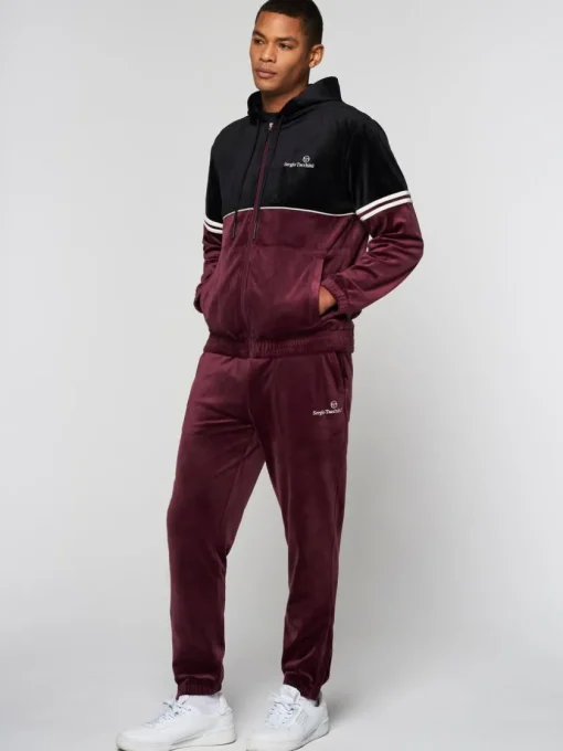 Sergio Tacchini View All<Scopeto Full-Zip Velour Hoodie- Black Beauty/ Mauve Wine