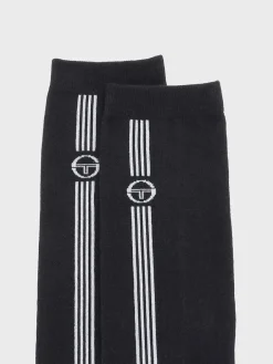 Sergio Tacchini Socks<Striped Knee High Socks- Black