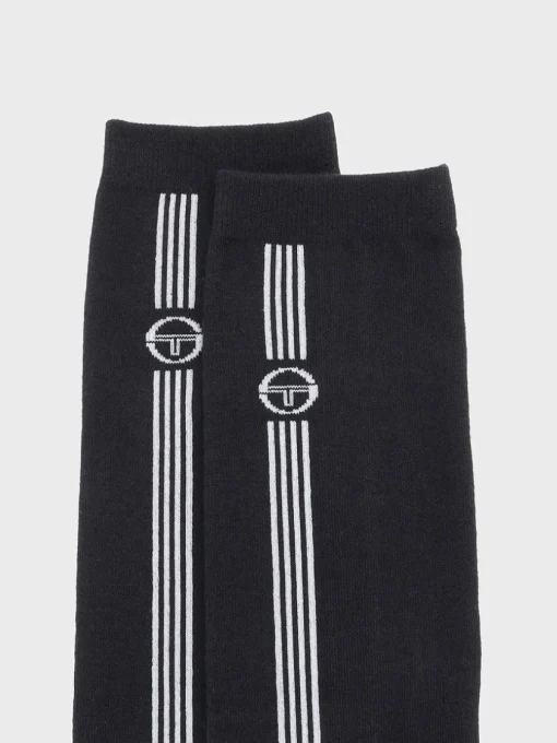 Sergio Tacchini Socks<Striped Knee High Socks- Black