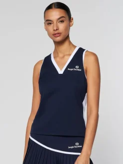 Sergio Tacchini Tops And Sports Bras<Women'S Vigentino Tennis V-Neck Tank Top- Maritime Blue